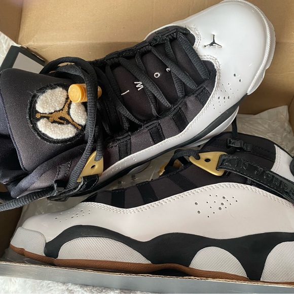 Size 5.5Y Jordan 6 Rings GG White/Gold/Black - Picture 3 of 4